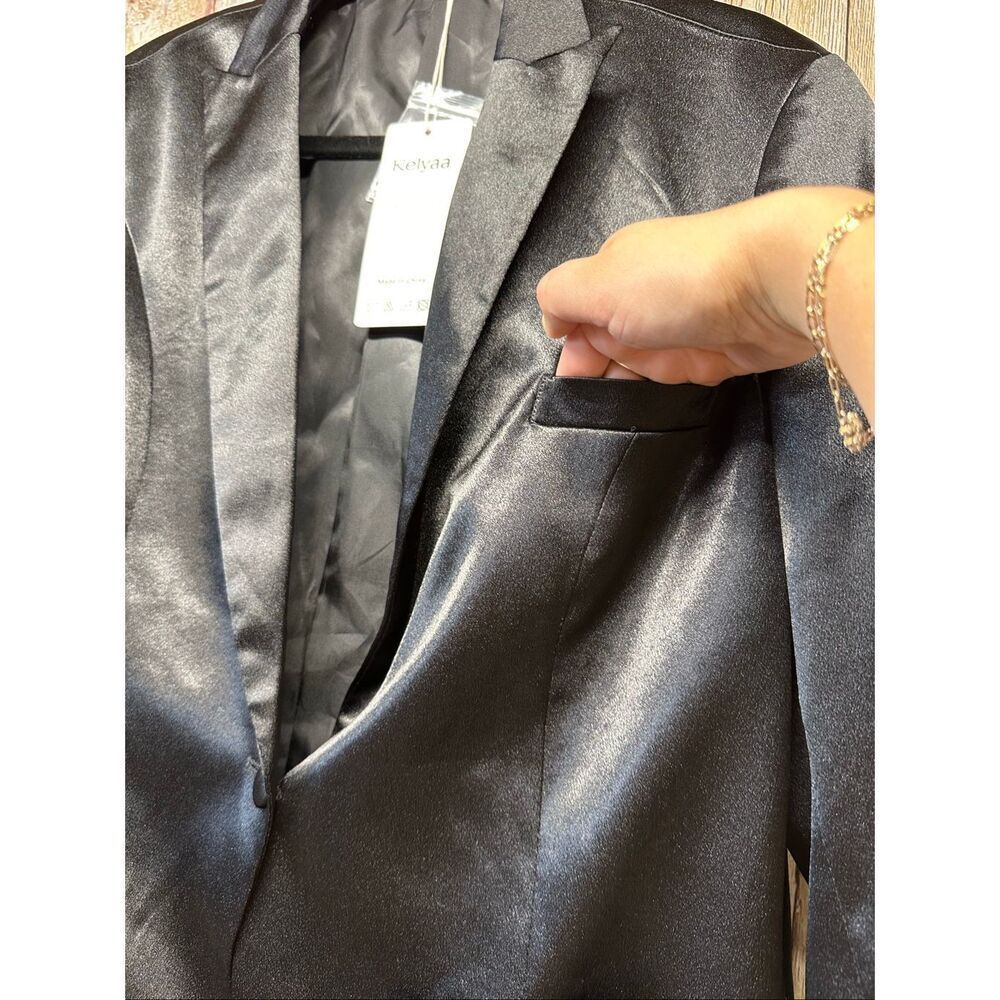 NWT Women Satin Suit Blazer Jacket Black Double Side Bows Party Wedding Size 2XL - Picture 7 of 9